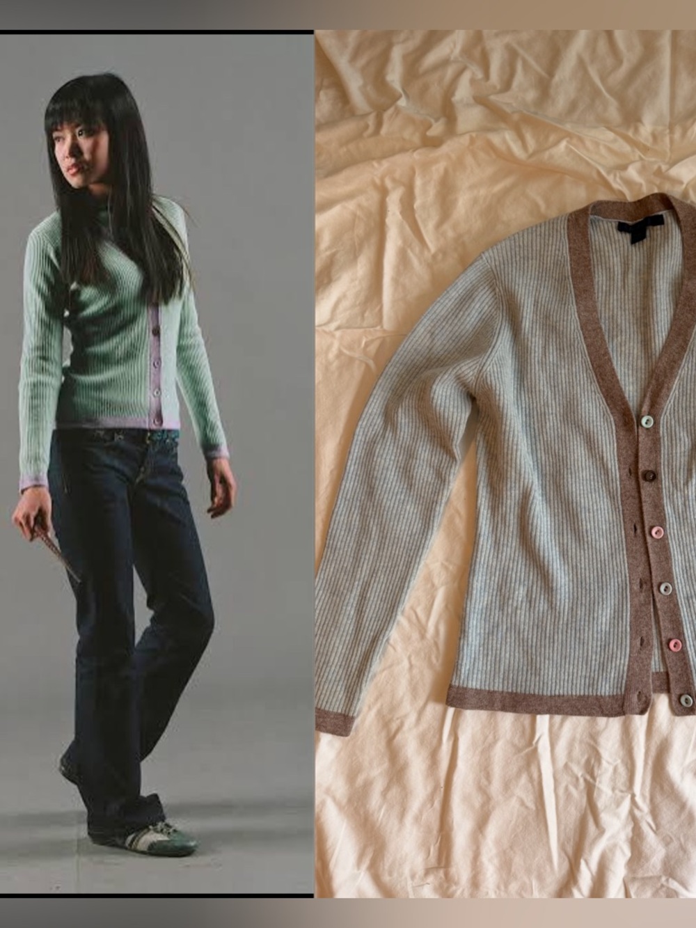 ASO Harry Potter (Cho Chang) Boden 100% Lambswool Ribbed Button-Up Cardigan